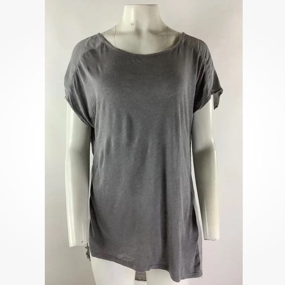 XCVI Tops - XCVI Sz L Oversized Asymmetric Tunic Tee Gray 100% Linen Casual Pullover Top